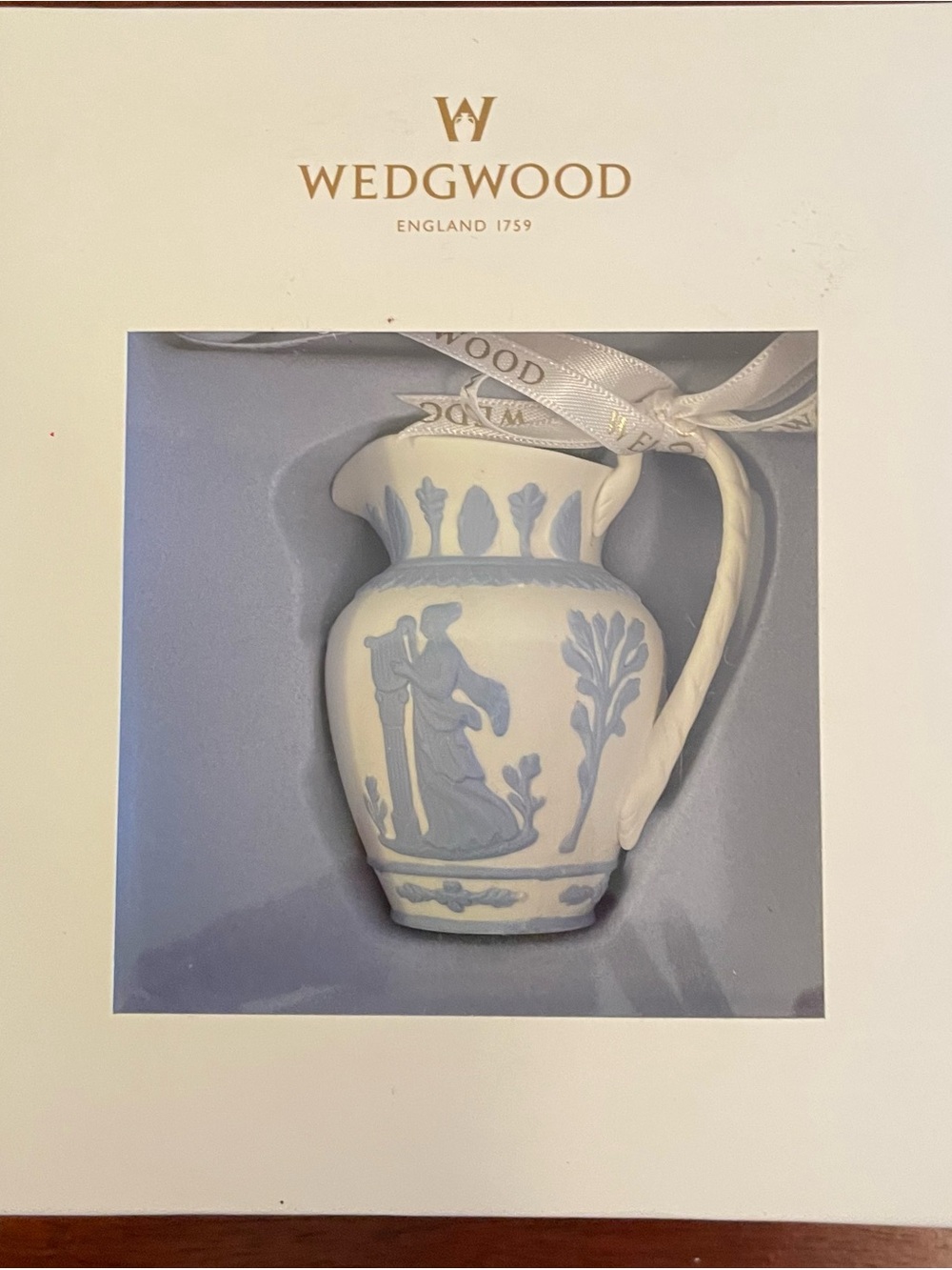 Wedgwood Blue and White Jasperware Mini Pitcher Ornament